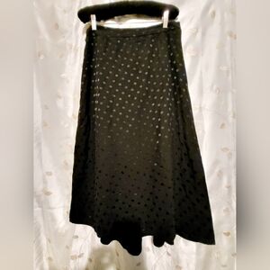 Black midi skirt with polka dots SZ 10 NWOT
